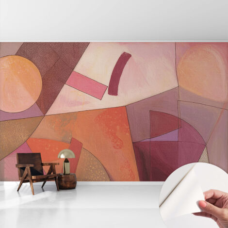 Selbstklebende Tapete modern Wohnzimmer - Wanddeko Schlafzimmer - Tapete mit Motiv Bunte Formen 416x254 cm (1/5)