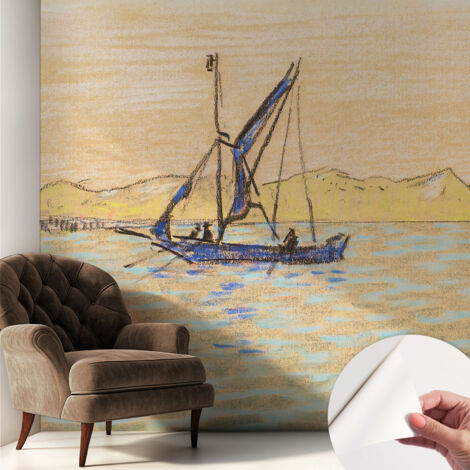 Selbstklebend Tapete - abwaschbar - Raumgestaltung  Schlafzimmer Wohnzimmer Tapete Ruhe am Meer 250x250 cm (1/5)