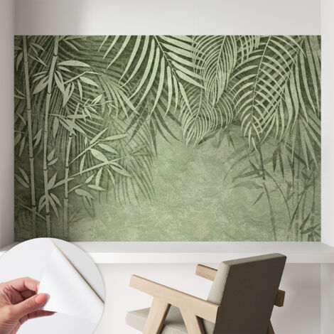 Selbstklebend Tapete - Wandgestaltung - Tapete Wohnzimmer - Flur Eingangsbereich Bambusparadies 104x70 cm
