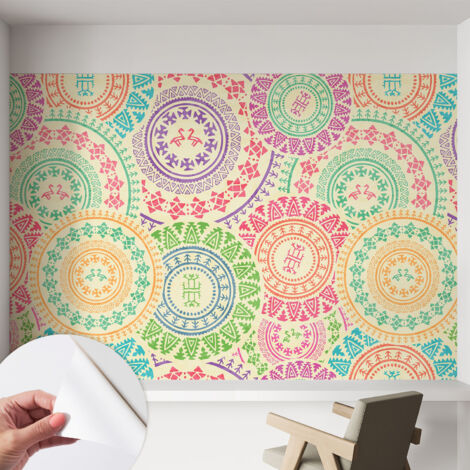 Selbstklebend Tapete modern - Wanddeko für Küche - Klebefolie Wand - luxus Look Bunte Mandalas 152x104 cm (1/5)
