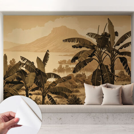 Selbstklebend Tapete modern - Wanddeko für Küche - Klebefolie Wand - luxus Look Tropisches Panorama 208x146 cm