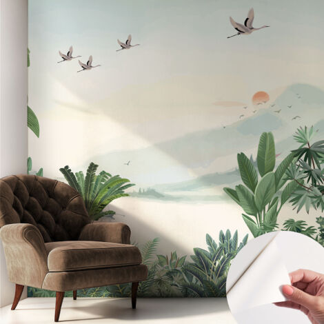 Fototapete Selbstklebend - Wanddekoration - Wandfolie - 3D Tapete Wand - Wohnungsdeko Tropische Oase 250x250 cm (1/5)