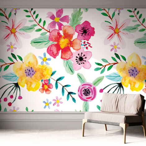 Tapete Selbstklebend - Wandtapete modern - Tapete mit Motiv - Tapete Schlafzimmer Blumige Frische 312x219 cm (1/5)