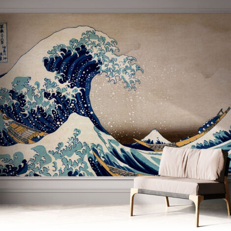 Selbstklebende Tapete - Wanddekoration Wohnzimmer - Tapete Schlafzimmer Dramatische Welle 312x219 cm (1/5)
