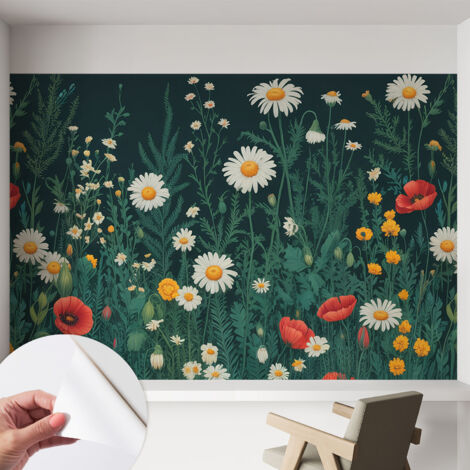 Tapete Selbstklebend - modernes Design - Wohnungsdeko - geruchslos - langlebig Wiesenblumen 152x104 cm (1/5)