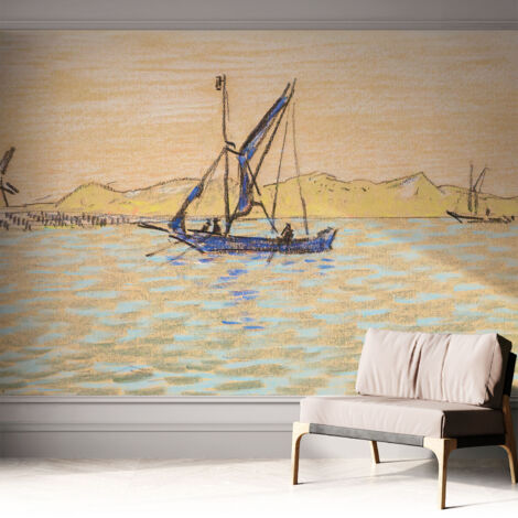 Selbstklebend Tapete - abwaschbar - Raumgestaltung  Schlafzimmer Wohnzimmer Tapete Ruhe am Meer 312x219 cm (1/5)
