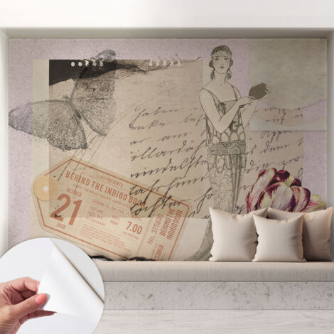 Tapete Selbstklebend - Fototapete mit Motiv - Wandtapete modern - Wanddeko Nostalgische Collage 208x146 cm (1/5)