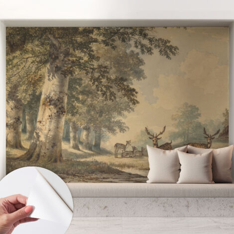 Selbstklebend Tapete - abwaschbar - Raumgestaltung  Schlafzimmer Wohnzimmer Tapete Waldstille 208x146 cm (1/5)
