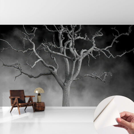Tapete Selbstklebend - Fototapete mit Motiv - Wandtapete modern - Wanddeko Nebelschleier umhüllter Baum 416x254 cm (1/5)