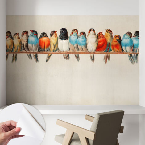 Selbstklebend Tapete modern - Wanddeko für Küche - Klebefolie Wand - luxus Look Vögel auf einem Ast 104x70 cm (1/5)