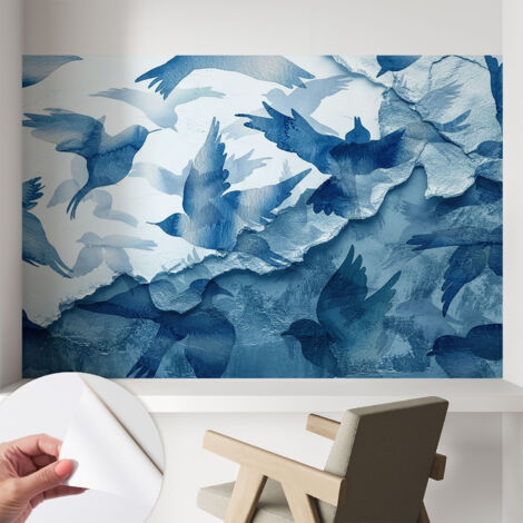 Fototapete Selbstklebend - Wanddekoration - Wandfolie - 3D Tapete Wand - Wohnungsdeko Dynamische Vögel 104x70 cm (1/5)