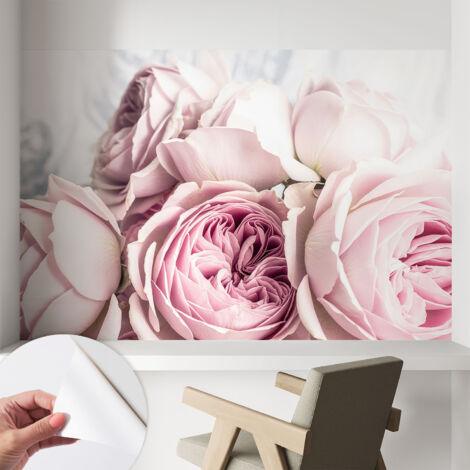 Fototapete Selbstklebend - Wanddekoration - Wandfolie - 3D Tapete Wand - Wohnungsdeko Rosa Rosen 104x70 cm (1/5)