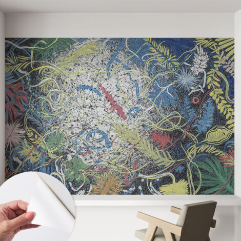 Fototapete Selbstklebend - trendige Wanddeko - Schlafzimmer - Wohnzimmer Pflanzliche Wirbel 152x104 cm (1/5)