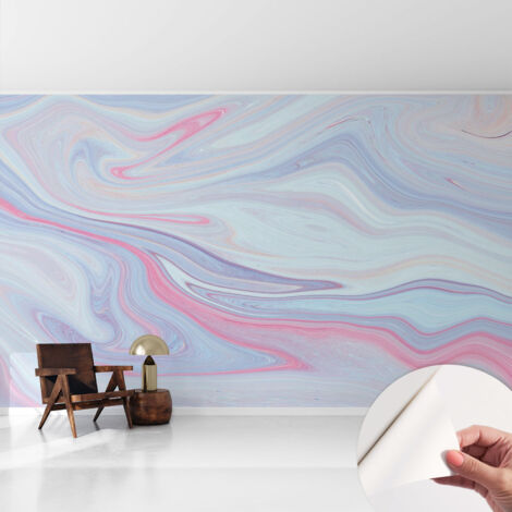 Tapete Selbstklebend - abwaschbar - Tapete mit Motiv - trendige Wanddeko - elegant Fototapete Pastellfarbener Wirbel 416x254 cm (1/5)