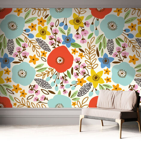 Tapete Selbstklebend - modernes Design - Wohnungsdeko - geruchslos - langlebig Blumenmuster 312x219 cm (1/5)