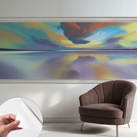 Tapete Selbstklebend - abwaschbar - Tapete mit Motiv - trendige Wanddeko - elegant Fototapete  Regenbogenfarbener Sonnenuntergang 250x104 cm (1/5)