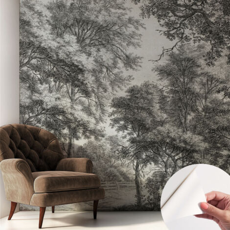 Selbstklebend Tapete modern Wohnzimmer - Wanddekoration - einfach anzubringen Waldkulisse 250x250 cm (1/5)
