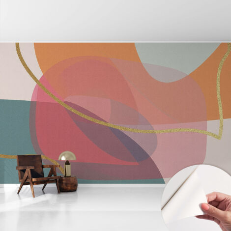 Tapete Selbstklebend - Fototapete mit Motiv - Wandtapete modern - Wandgestaltung Bunte Formen 416x254 cm (1/5)