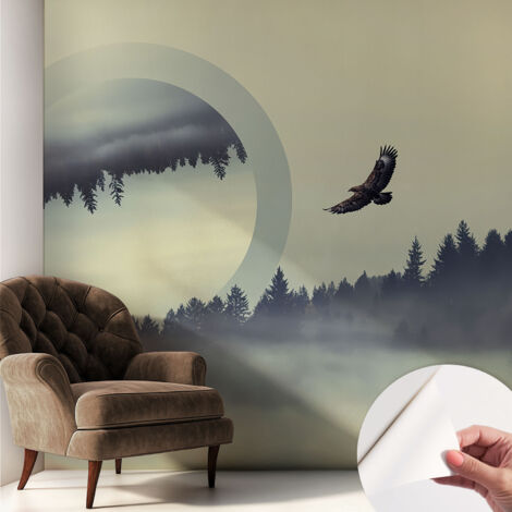 Tapete Selbstklebend - Wandtapete modern - Tapete mit Motiv - Tapete Schlafzimmer Waldlandschaft 250x250 cm (1/5)