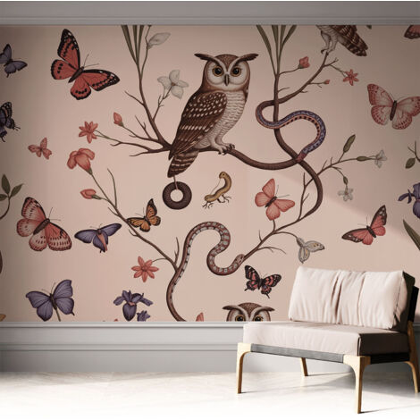 Fototapete Selbstklebend - Wandtattoo - leicht anzubringen - Wandverkleidung Eule in der Natur 312x219 cm