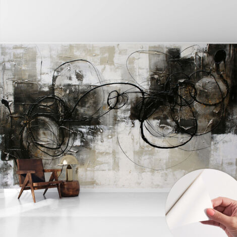 Selbstklebende Tapete modern Wohnzimmer - Wanddeko Schlafzimmer - Tapete mit Motiv Abstrakter Wirbel 416x254 cm (1/5)