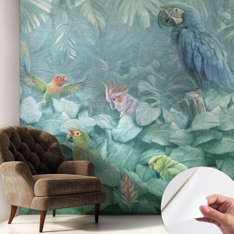 Tapete Selbstklebend - Fototapete mit Motiv - Wandtapete modern - Wanddeko Exotische Vögel 250x250 cm (1/5)