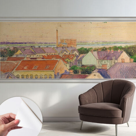 Tapete Selbstklebend - abwaschbar - Tapete mit Motiv - trendige Wanddeko - elegant Fototapete Stadthäuser 250x104 cm (1/5)