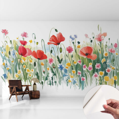 Selbstklebend Tapete modern - Wanddeko für Küche - Klebefolie Wand - luxus Look Sommerwiese 416x254 cm (1/5)
