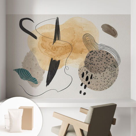 Tapete Dekorative Vliestapete mit Klebe für Wand - Mustertapete - moderne Einrichtung - für Büro Abstrakte Komposition 104x70 cm (1/5)