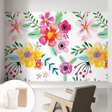 Fototapete - Tapete Vliestapete mit Kleber - Wandtapete Moderne Wandbild Schlafzimmer Wohnzimmer Blumige Frische 104x70 cm