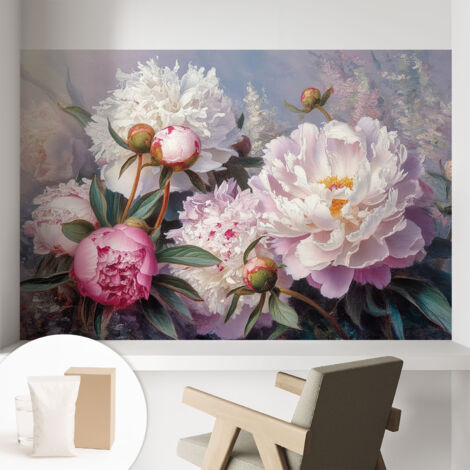 Tapete Vliestapete mit Kleber - Wanddekoration Wohnzimmer - Tapete Schlafzimmer Pfingstrosenstrauß 104x70 cm (1/5)