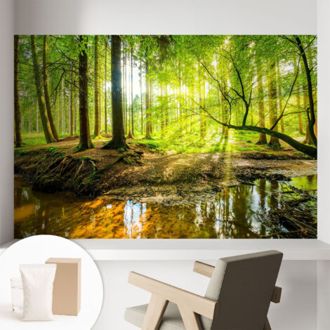 Tapete Vliestapete mit Kleber - abwaschbar - Arbeitszimmer - Esszimmer- Top Qualität Grüne Landschaft 104x70 cm (1/5)