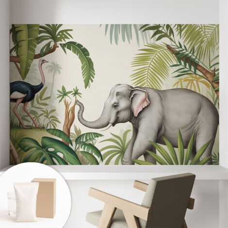 Tapete Vliestapete mit Kleber - abwaschbar - Arbeitszimmer - Esszimmer- Top Qualität Exotische Szene 104x70 cm (1/5)