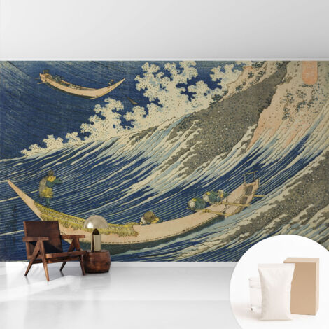 Tapete Dekorative Vliestapete mit Klebe für Wand - Mustertapete - moderne Einrichtung - für Büro Meereswellen 416x254 cm (1/5)