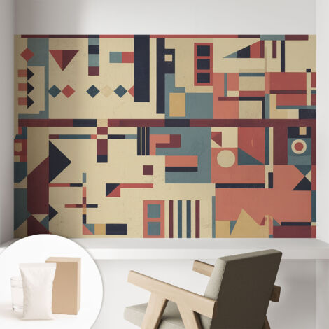 Tapete Vliestapete mit Kleber - abwaschbar - Arbeitszimmer - Esszimmer- Top Qualität Abstrakte Komposition 104x70 cm (1/5)