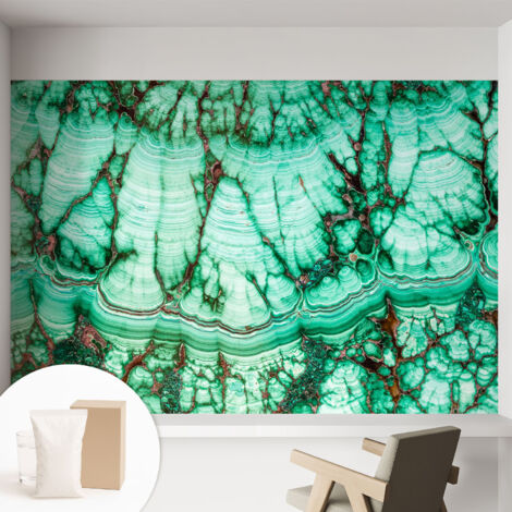 Tapete Vliestapete mit Kleber - Wandgestaltung - Tapete Wohnzimmer - Flur Eingangsbereich Grüne Muster 152x104 cm (1/5)