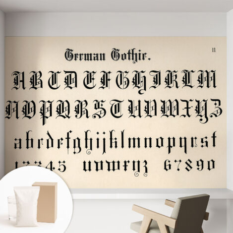 Tapete Vliestapete mit Kleber modern Wohnzimmer - Wanddeko Schlafzimmer - Tapete mit Motiv Gotische Buchstaben 152x104 cm (1/5)