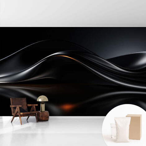 Tapete Vliestapete mit Kleber für Wohnzimmer Schlafzimmer Küche - Wanddekoration Metallische Wellen 416x254 cm (1/5)