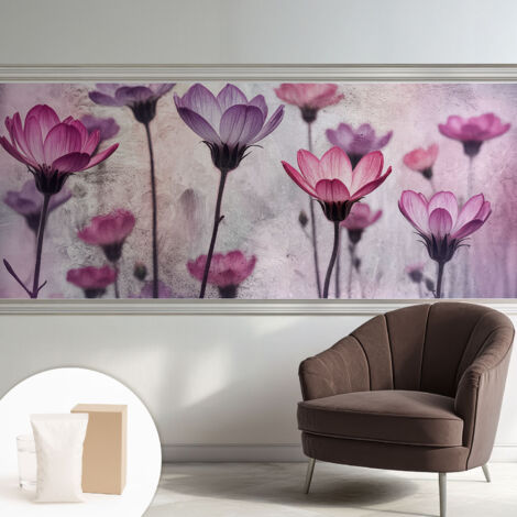 Fototapete Tapete Vliestapete mit Kleber - trendige Wanddeko - Schlafzimmer - Wohnzimmer Pastellfarbene Blumen 250x104 cm (1/5)