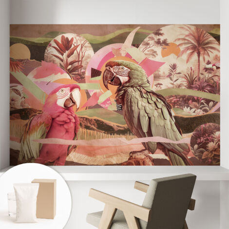 Fototapete Tapete Vliestapete mit Kleber - trendige Wanddeko - Schlafzimmer - Wohnzimmer Tropische Vögel 104x70 cm (1/5)