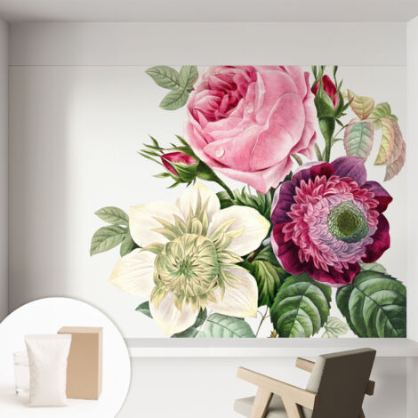 Tapete Vliestapete mit Kleber - abwaschbar - Arbeitszimmer - Esszimmer- Top Qualität Blumenstrauß 152x104 cm (1/5)