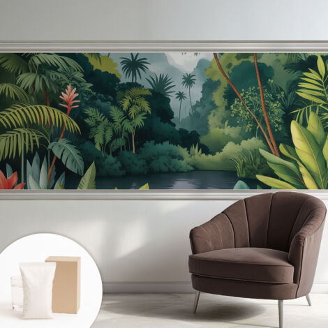 Tapete Vliestapete mit Kleber - Wandgestaltung - Tapete Wohnzimmer - Flur Eingangsbereich Exotische Kulisse 250x104 cm