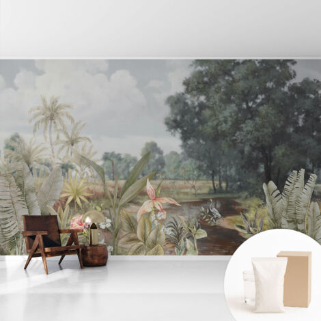 Tapete Vliestapete mit Kleber - Wanddekoration Wohnzimmer - Tapete Schlafzimmer Exotische Landschaft 416x254 cm (1/5)