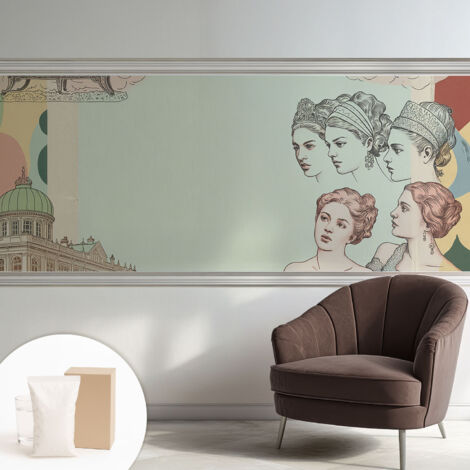 Tapete Vliestapete mit Kleber - abwaschbar - Arbeitszimmer - Esszimmer- Top Qualität Klassische Collage 250x104 cm (1/5)