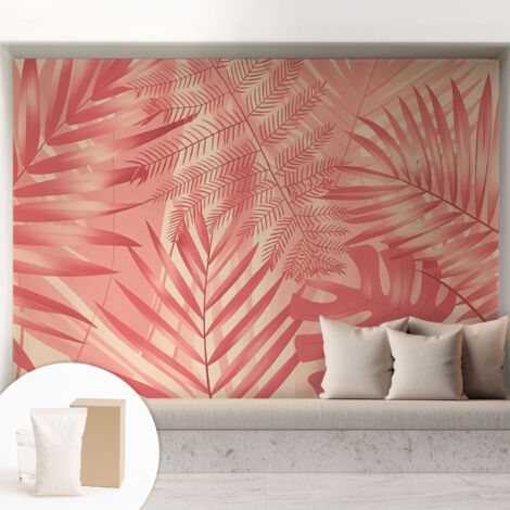 Fototapete Tapete Vliestapete mit Kleber Büro Wandgestaltung - Wanddekoration Wohnzimmer Tropische Blätter 208x146 cm (1/5)