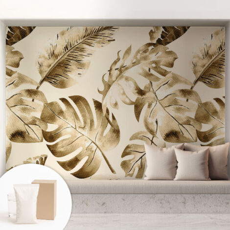 Fototapete Tapete Vliestapete mit Kleber - trendige Wanddeko - Schlafzimmer - Wohnzimmer Exotische Flora 208x146 cm (1/5)