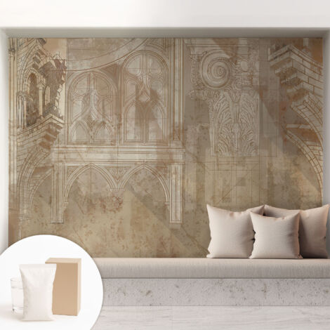 Fototapete Tapete Vliestapete mit Kleber Büro Wandgestaltung - Wanddekoration Wohnzimmer Historische Ornamente 208x146 cm (1/5)
