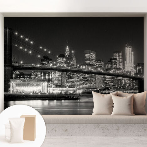Fototapete Tapete Vliestapete mit Kleber - trendige Wanddeko - Schlafzimmer - Wohnzimmer Nachtpanorama 208x146 cm (1/5)