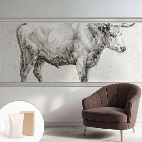 Tapete Dekorative Vliestapete mit Klebe für Wand - Mustertapete - moderne Einrichtung - für Büro Stier-Bleistift 250x104 cm (1/5)