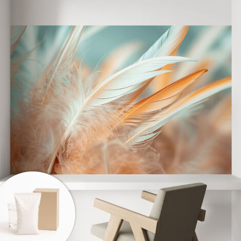 Tapete Vliestapete mit Kleber - Fototapete mit Motiv - Wandtapete modern - Wandgestaltung Zarte Federn 104x70 cm (1/5)